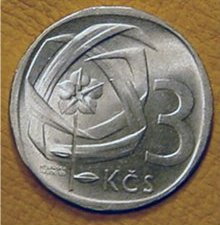 tříkoruna - strana s nominálem (rub)